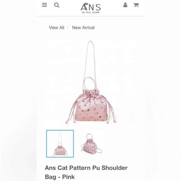 Ans Cat Pattern Pu Shoulder Bag - Pink - Picture 4 of 5